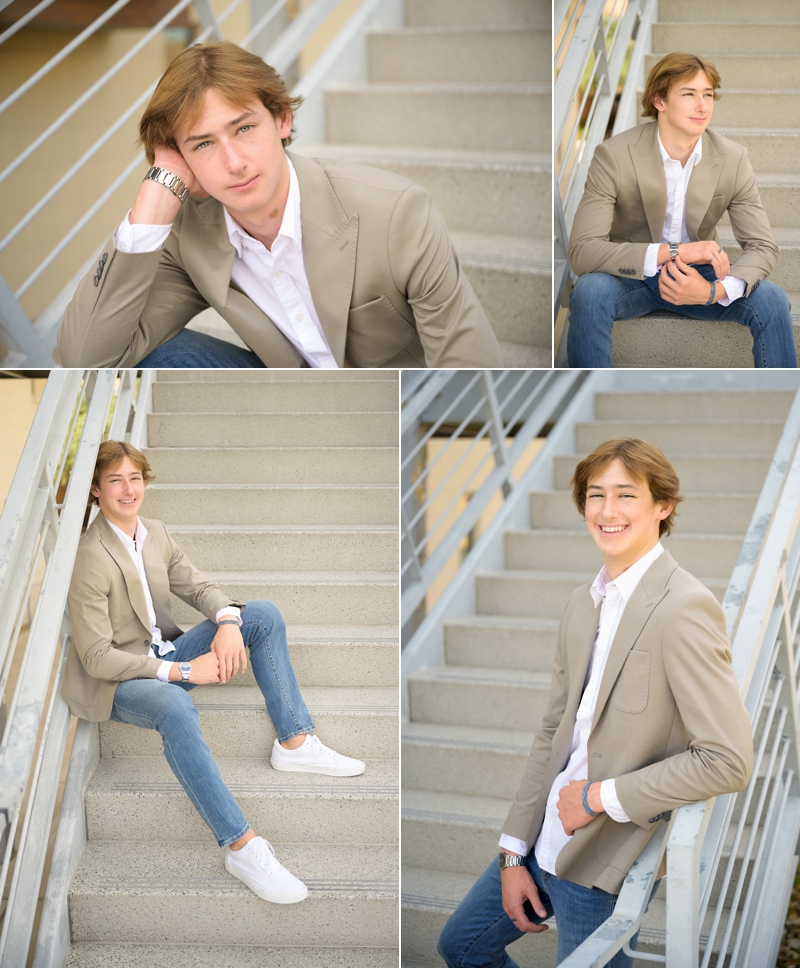 senior boy stair poses